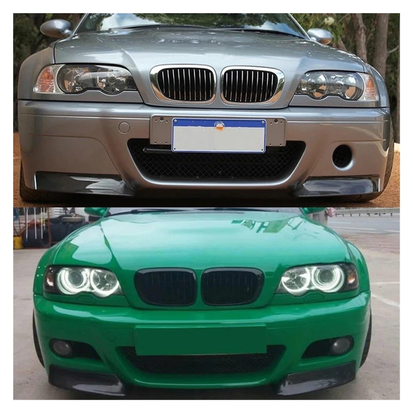 Auto Frontlippe Für E46 Für M3 1999-2006 Auto Frontstoßstange Splitter Diffusor Spoiler Splitter Lippenschutz Lippe Kohlefaser CSL Style 2 Paar Stoßfängerlippe Vorne(Unpainted Primer)