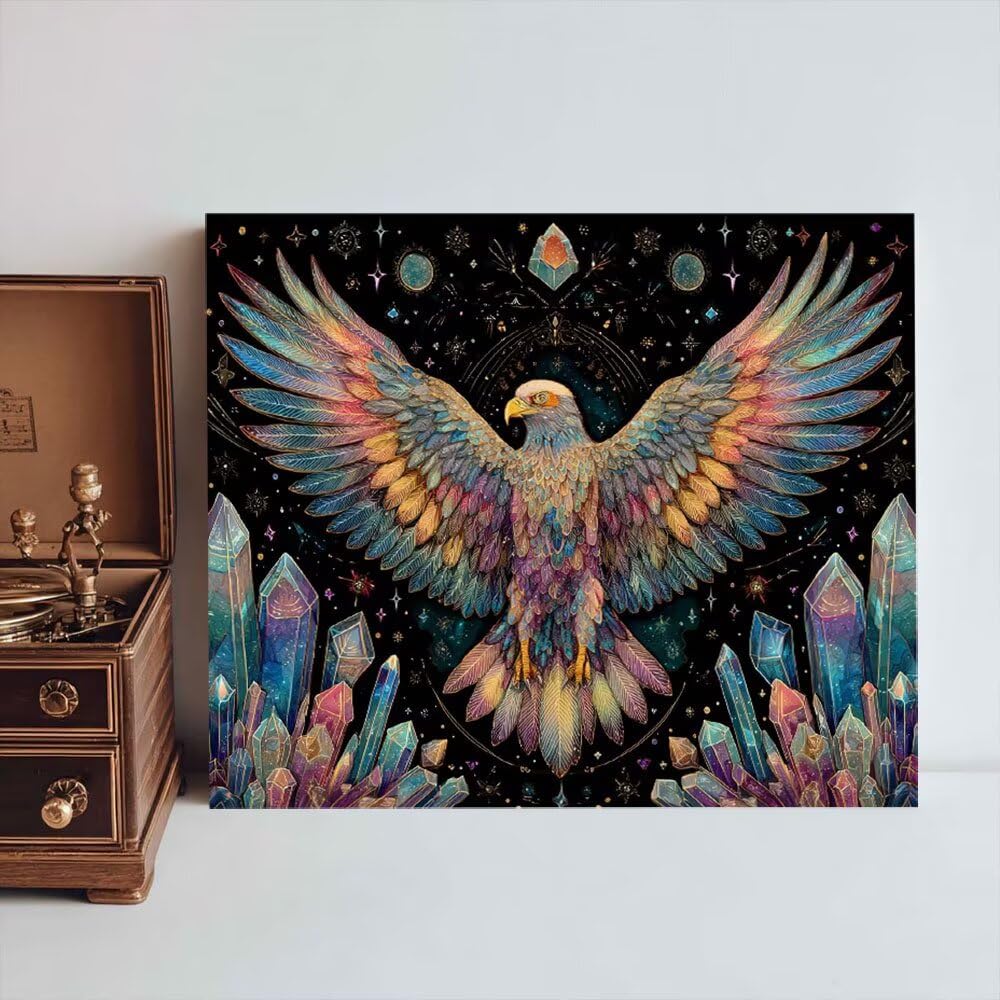 Malen Nach Zahlen Erwachsene DIY Komplettset - Hochwertige Acrylfarben & Leinwand - Entspannendes Kunsthandwerk für Anfänger & Fortgeschrittene - Ideales Home Deko - Adler Farbe Motiv (80x100cm) C-975