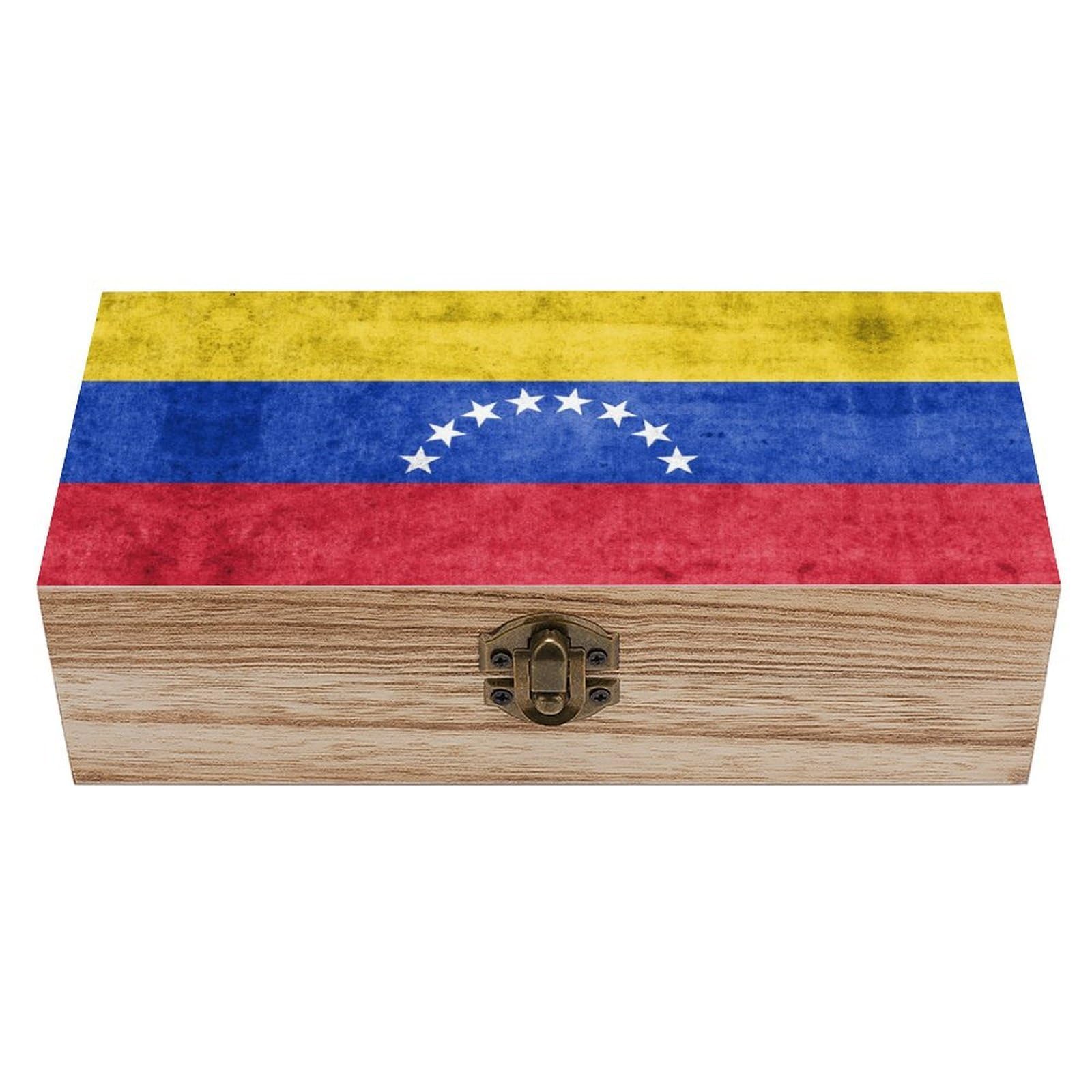 Cgsbngha Style Flag Of Venezuela Wooden Storage Boxes With Lid Memory Box Decorative Organiser For Office And Home