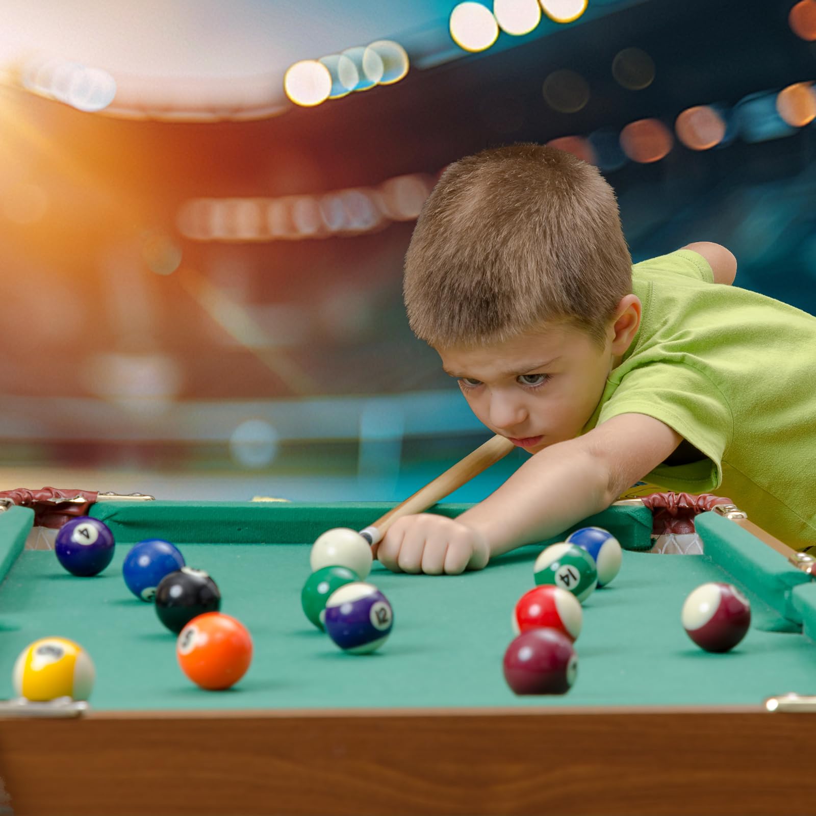 Set di Palline da Biliardo Mini in Resina da 2,5 Cm, 16 Pezzi con Palline Numerate, Pallina Bianca, di Piccole Dimensioni e Leggere per Sala Giochi, Bar, Giochi Sportivi e