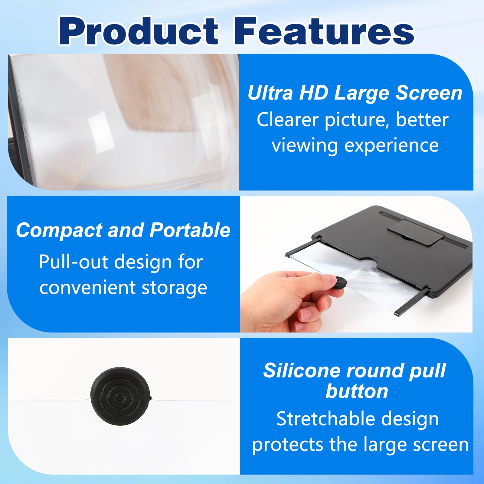 2026 Upgraded Big Screen Phone Magnifier,3D HD Screen Amplifier with Foldable Stand, Portable Mobile Magnifier for Movies & Gaming, Universal Compatible with All Smartphones (10in)