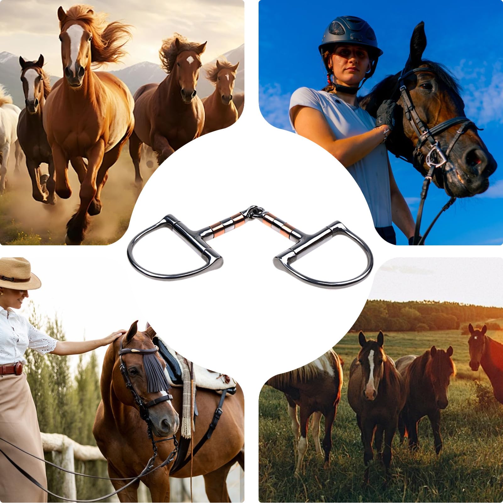 Broca Para Caballo Con En D: Cobre De Acero Inoxidable Resistente, Herramienta Ergonómica De Filete De Articulación Simple, Equitación Profesional De Precisión, Conducción Suave Y Estable A Pre