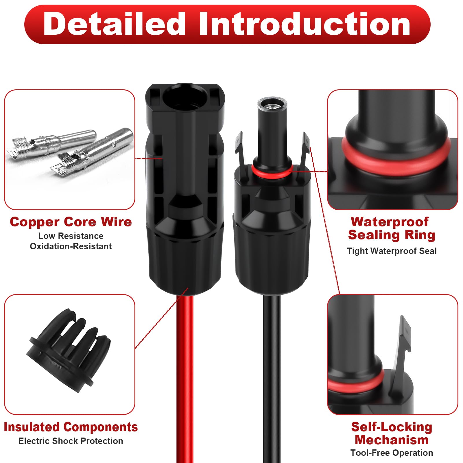 ZkeeShop Solar oplaadkabel zonnestekker naar XT60 adapter stekker aansluiting van zonnepaneel 12AWG kabel voor EF DELTA 2 River Max Pro Mini zonnegenerator powerstation (5 m ZkeeShop Solar oplaadkabel zonnestekker naar XT60 adapter stekker aansluiting van zonnepaneel 12AWG kabel voor EF DELTA 2 River Max Pro Mini zonnegenerator powerstation (5 m