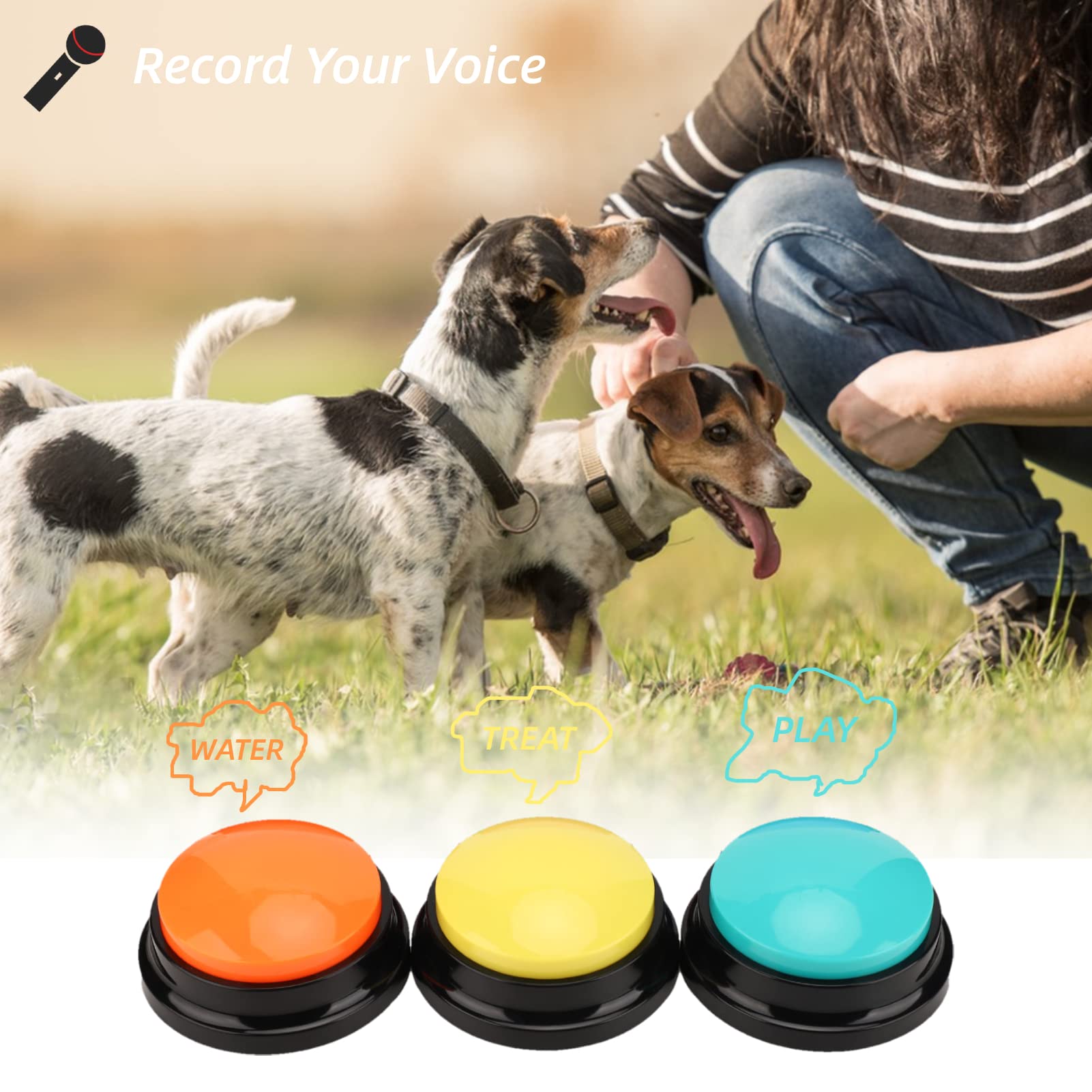 Yunseity 6 Paquetes de Botones Grabables de Voz de 30 S, Botones de Entrenamiento de Perros para Comunicación, para Enseñar a Tu Perro lo Que Quieren.