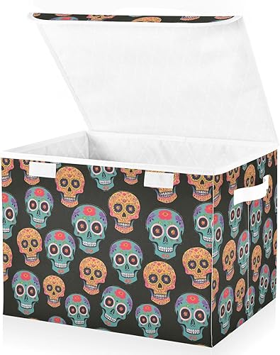 Skulls Storage Boxes With Lids Stackable Clothing Storage Closet Organizers And Storage for School Supply Home Decor