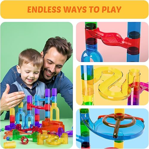 Miniatura 9 de Juguete de carrera de mármol, 110 piezas, kit de laberinto de mármol, juguete educativo STEM de aprendizaje para niños, construcción de carreras,
