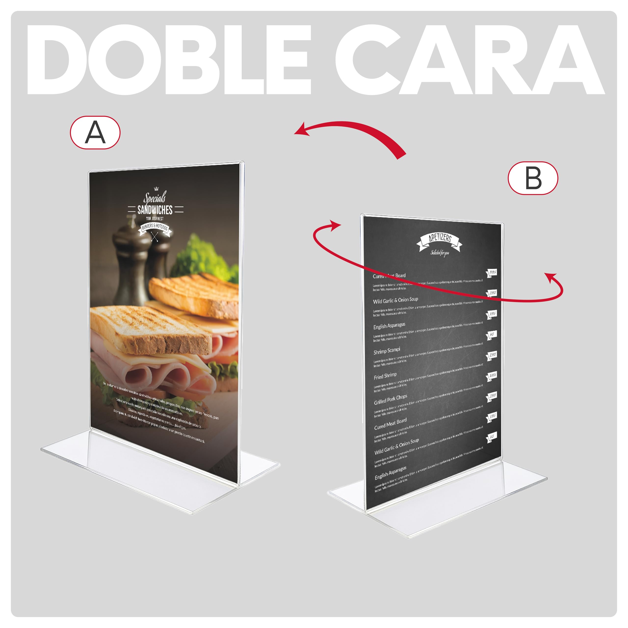 Expositor Metacrilato A3 Vertical - Pack 6unid | Porta Menus Sobremesa Resistente y Fácil Limpieza | Expositor Sobremesa para Publicidad de Tiendas y Cartas de Restaurante