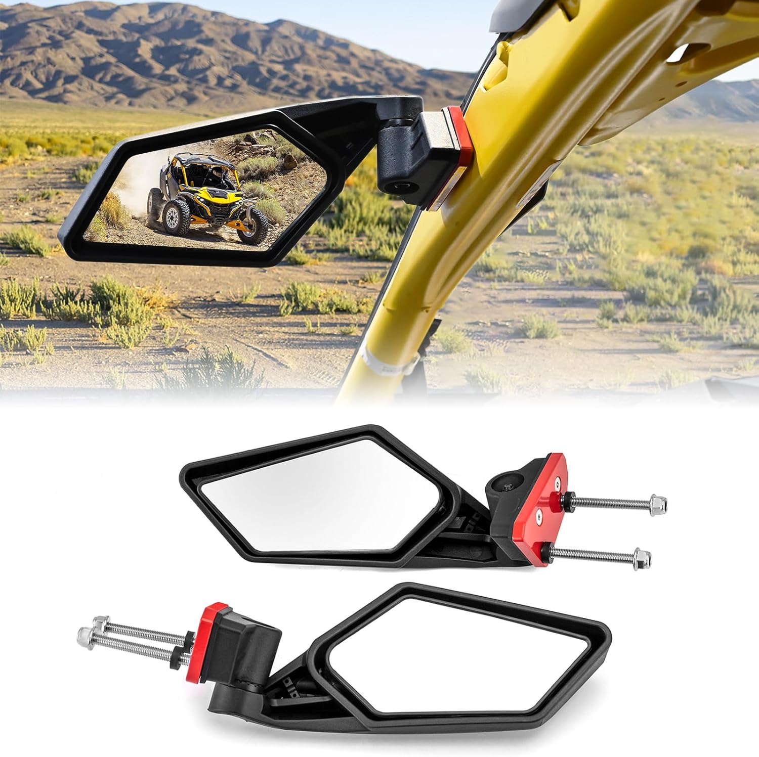 WeiSen Rear View Side Mirrors with 180° Angle Adjustment Compatible with Can Am Maverick R Max All Models 2024-2025