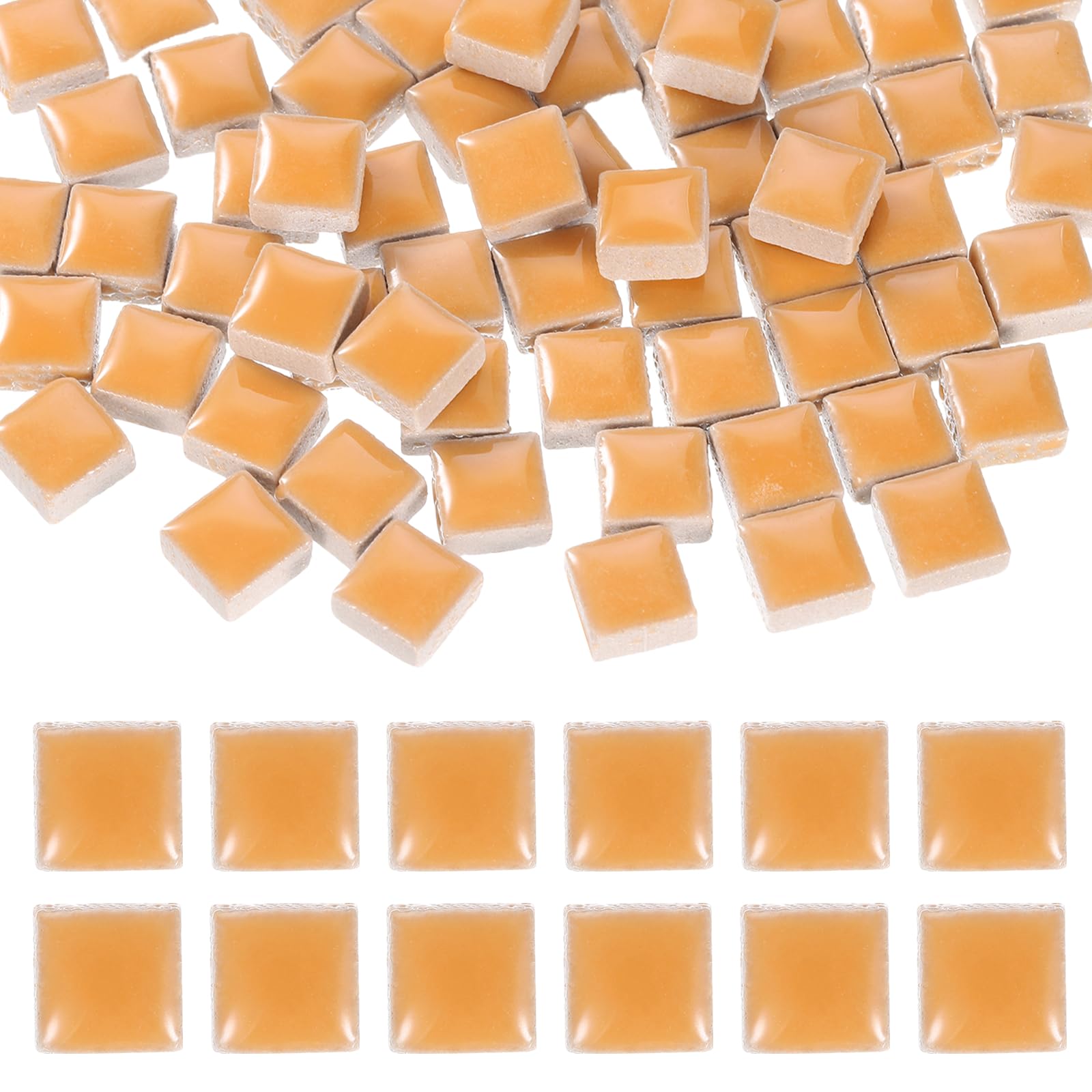 sourcing map 9mm Square Mosaic Tiles 300g Ceramic Light Orange