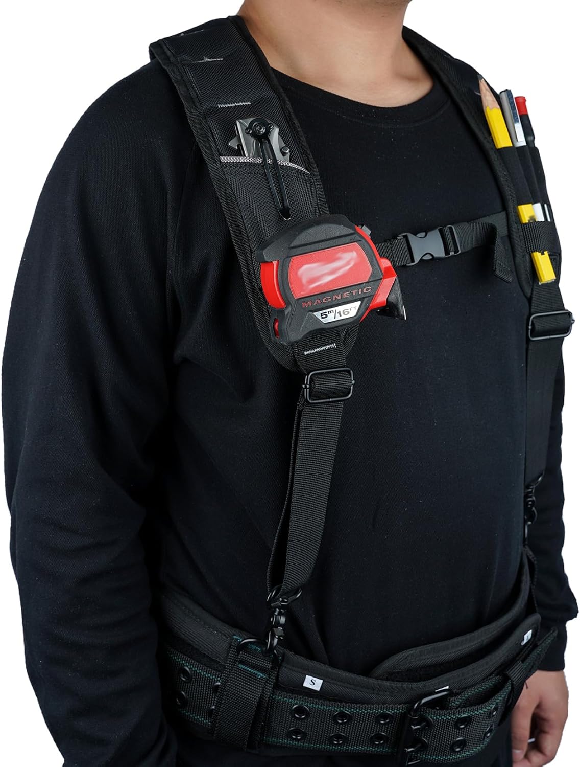 KUNN Tool Belt Suspenders Padded Carpenter Construction Electrician Work Suspender with Attachment Loops for Men,Black - Image 9