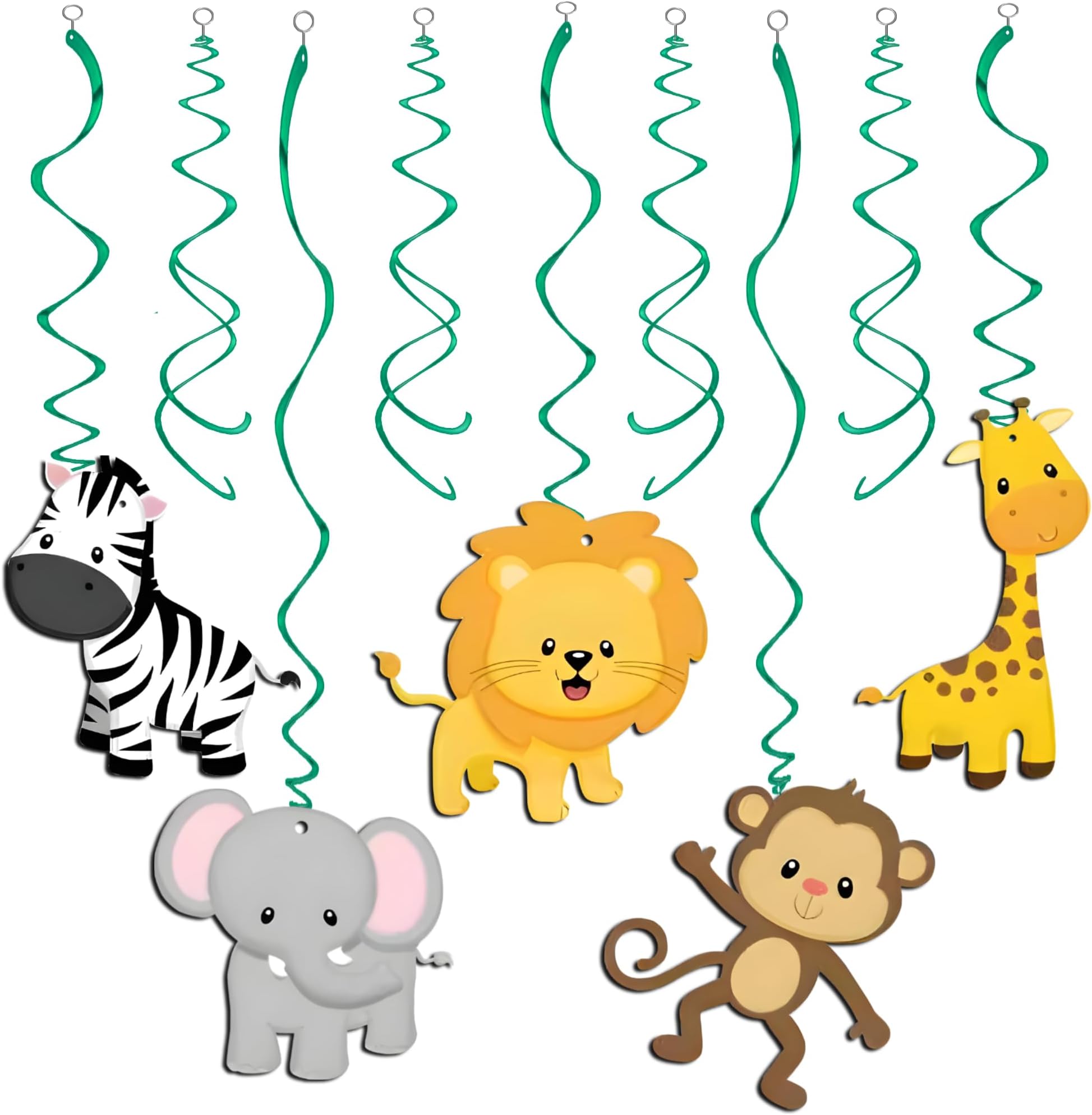 Propsicle Birthday Jungle Theme Kids Party Decoration Swirls Animal Cutouts Forest Safari Hanging Paper Decor Monkey Lion Elephant