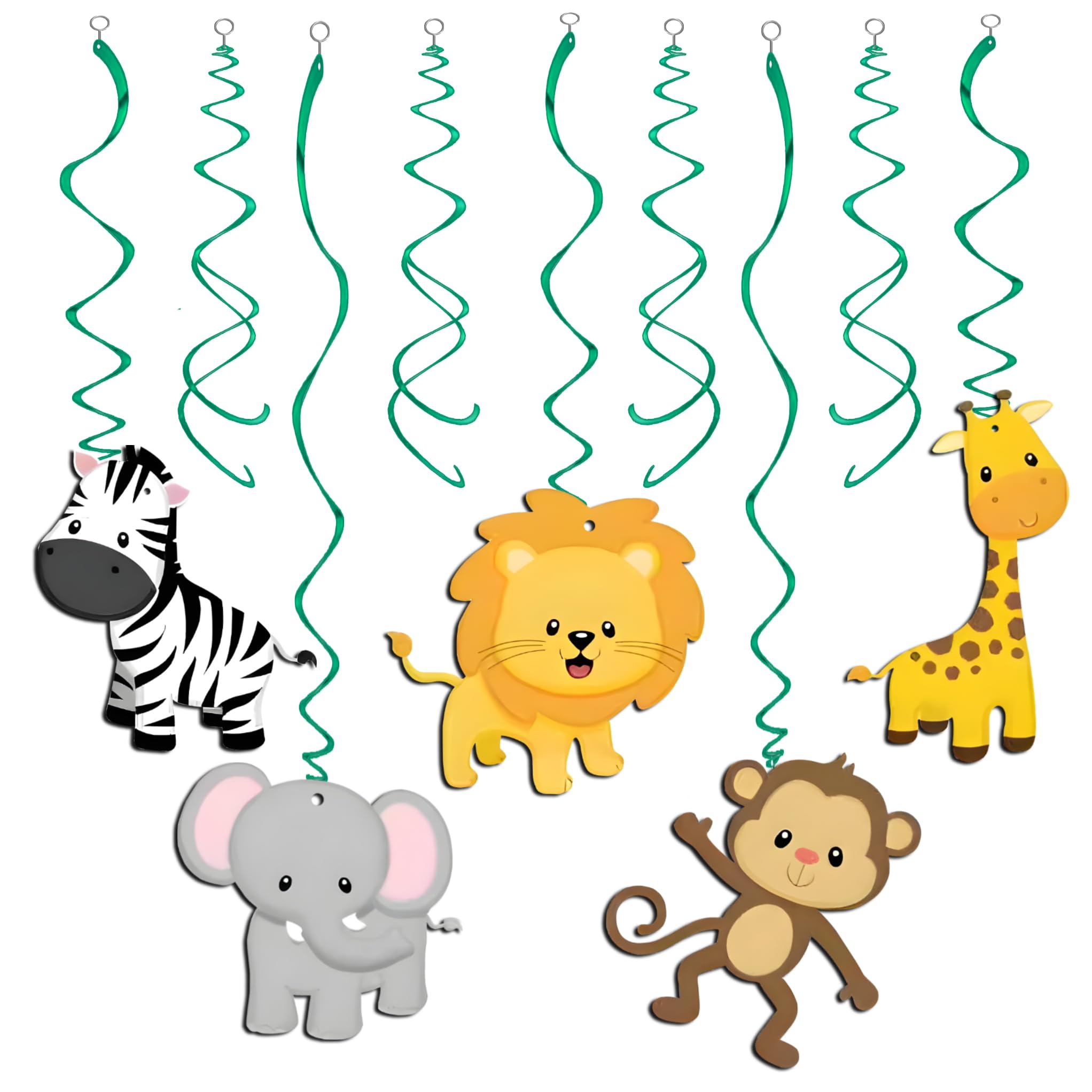 Propsicle Birthday Jungle Theme Kids Party Decoration Swirls Animal Cutouts Forest Safari Hanging Paper Decor Monkey Lion Elephant