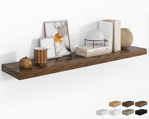 Vista 75 de RICHFOCUS Estantes flotantes de 16 pulgadas para pared, paquete de 2 estantes para dormitorio, cocina, baño, estante flotante de madera rústica Gris