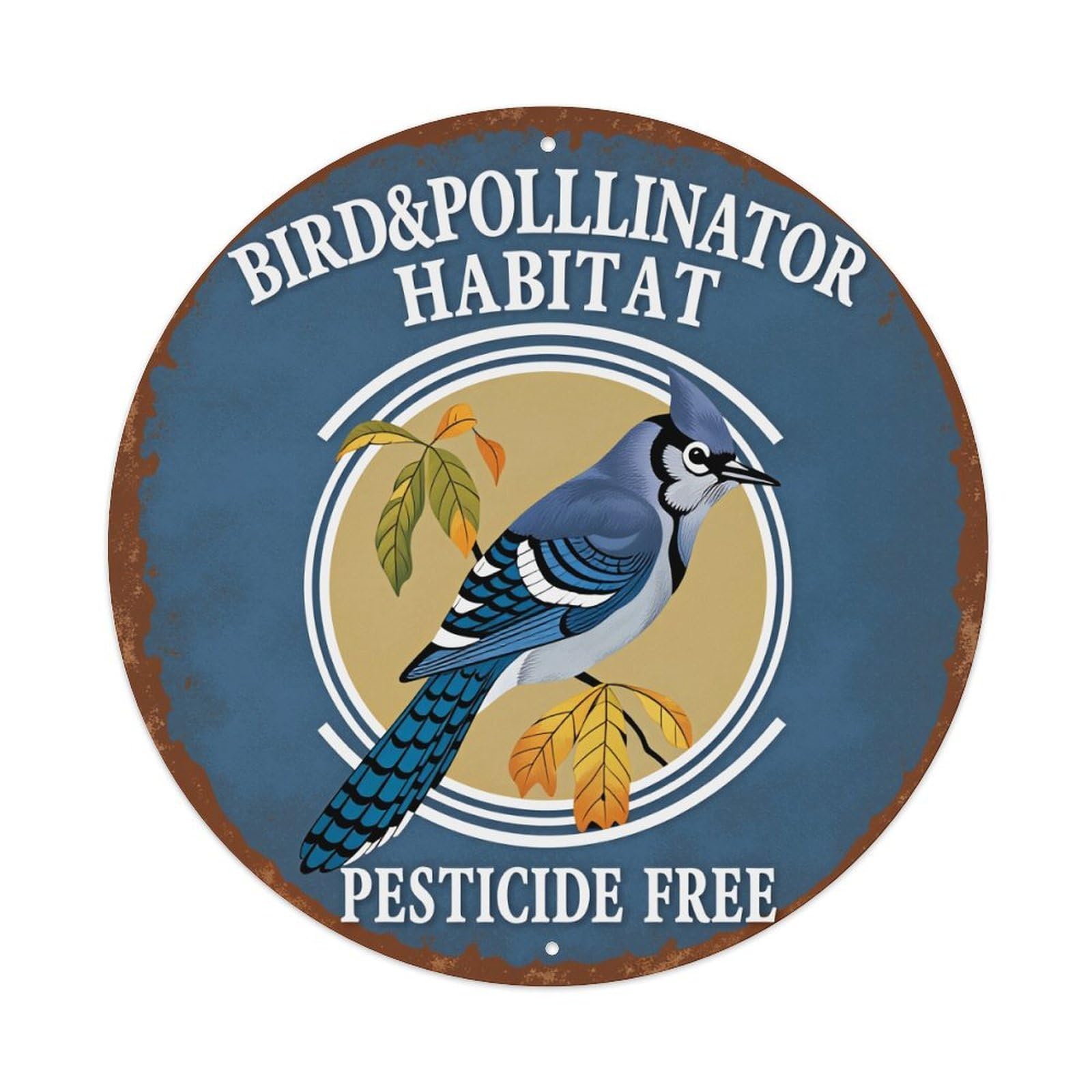 Bird And Pollinator Habitat Pesticide Free Metal Tin Sign Vintage Garden Bedroom Cafe Bar Man Cave Home Wall Decor Metal Poster 8x8 inches