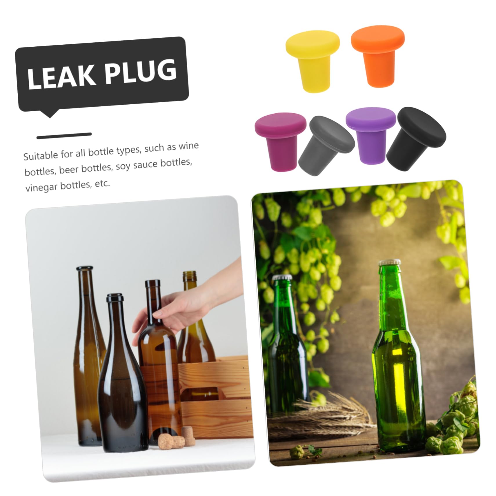 24piezas Tapones De Silicona para Botellas De Vino Sellos Reutilizables De Alimenticio Tapones Coloridos para Bebidas para Cocinas y Fiestas