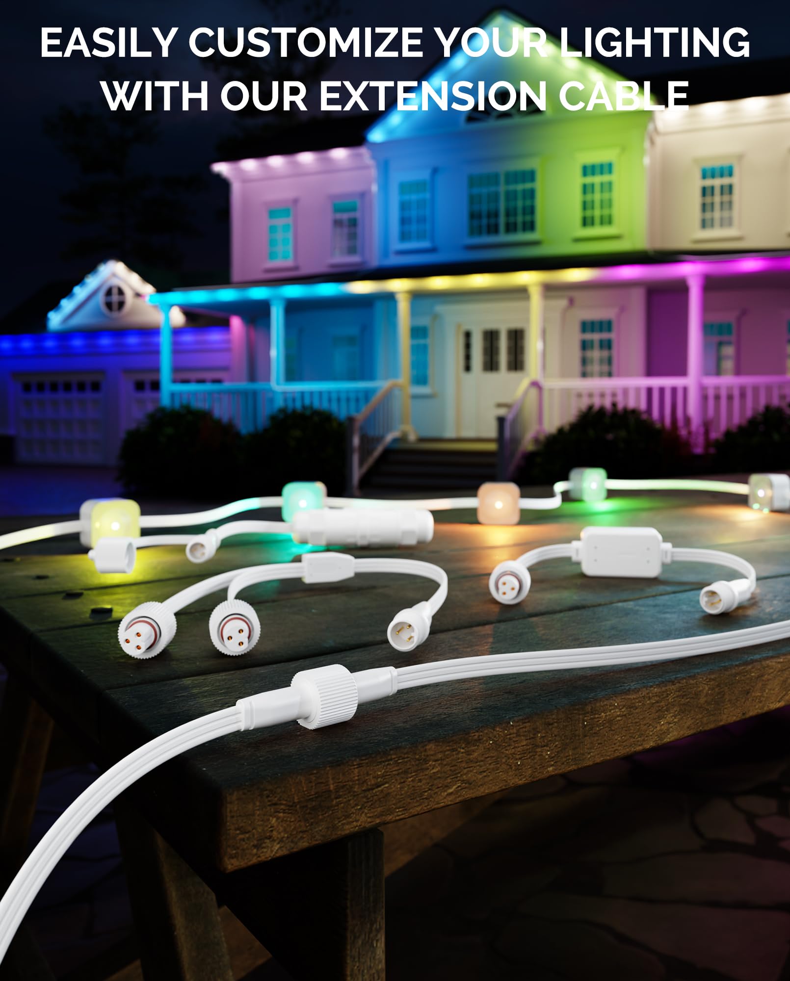 Cable de extensión de 16 pies para Govee serie de luces permanentes para exteriores, cable de extensión impermeable para Govee H705A H705B H705C, H705D H705E H705F, H706A H706B H706C, H805A