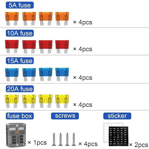 Caja de Bloques de Fusibles 6 Vías 12V/24V con Display LED miniatura 5