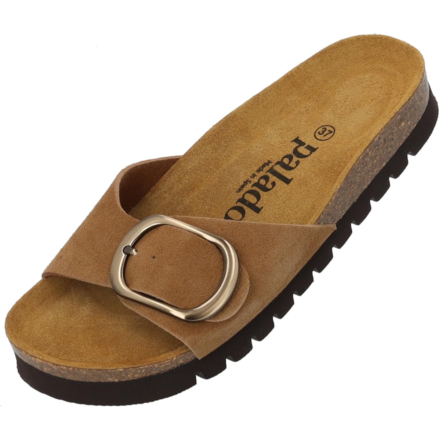 Palado Damen Pantoletten Malta OGS MP Premium Leather - Sandalen Made in Spain - elegante Hausschuhe mit Kork-Fußbett - modische Sommerschuhe
