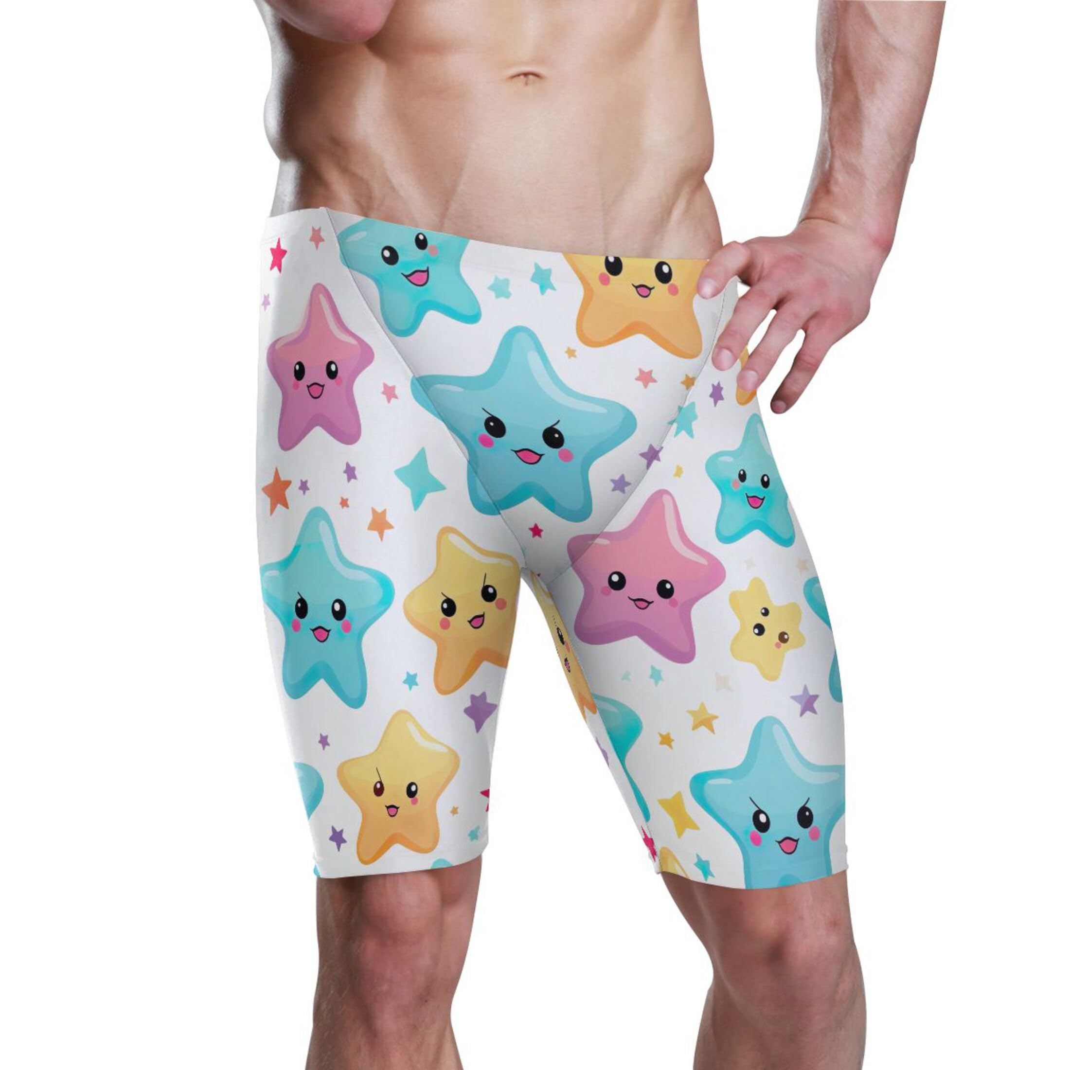 UMIRIKO Cute Star Swim Jammers for Men Athletic Durable S B0402297