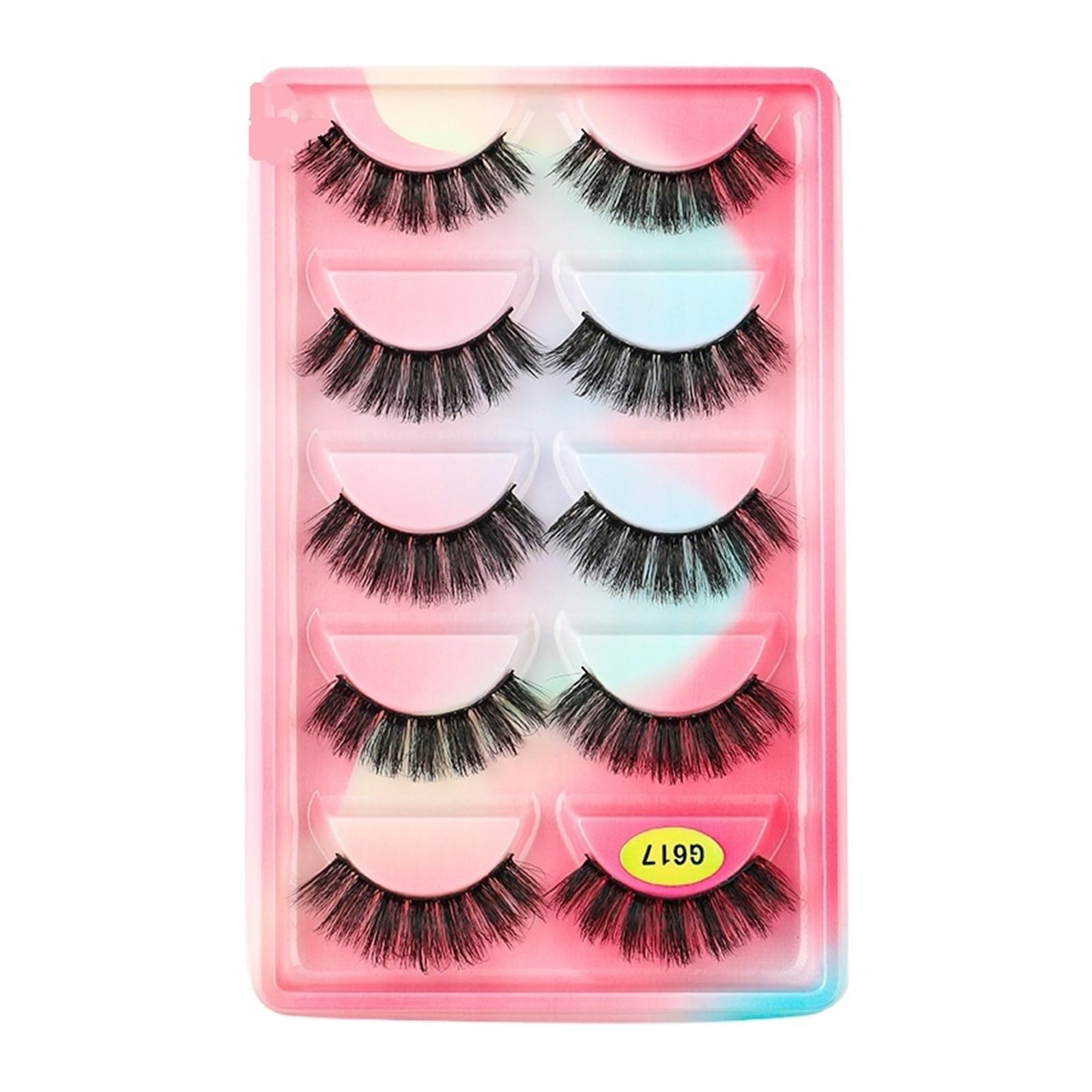 UAMOU Rzęsy z norek luzem 5 par naturalne długie sztuczne Cils Cilios Mink 3D sztuczne rzęsy makijaż puszyste rzęsy maquillaje Cheerfully (Color : G617CS, Size : 5 BOXES (25 pairs))