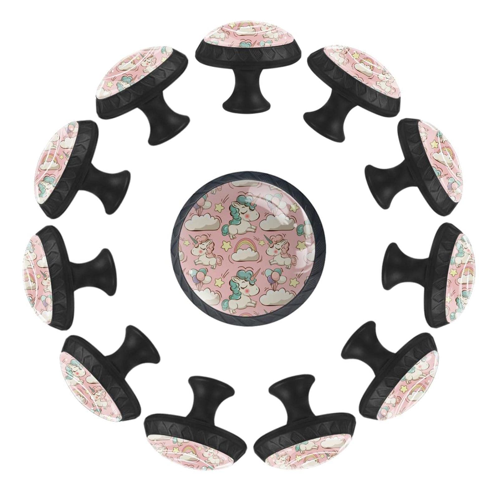 Boutons de tiroir licorne pour chambre enfant et salle de jeux - Lot de 12