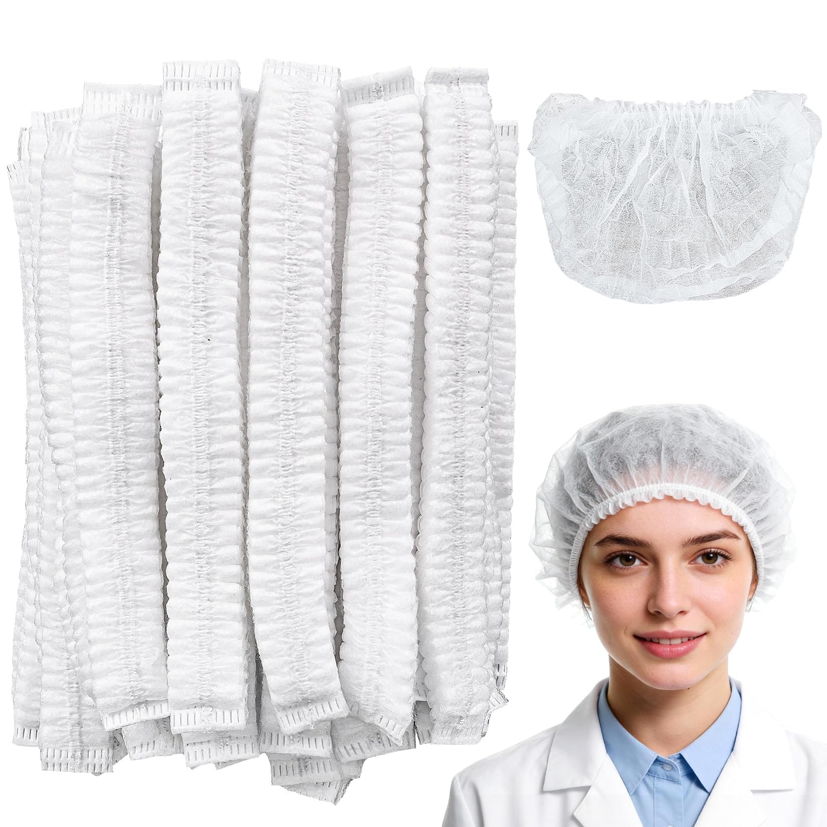 TYGA Store 100 X Mob Caps - Disposable Non Woven Hair Net, Elastic Hair Nets, Premium Hair Covers, Ideal Hair Nets For Kitchen, Catering & General Protection (Blue) (Pack Of 100