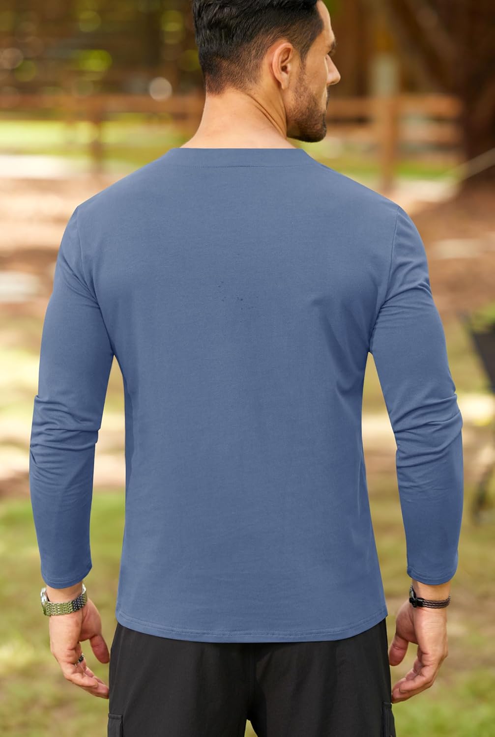 Mens V Neck Shirts Long Sleeve Casual Soft Cotton Slim Fit T-Shirt (S-XXL) - Image 5