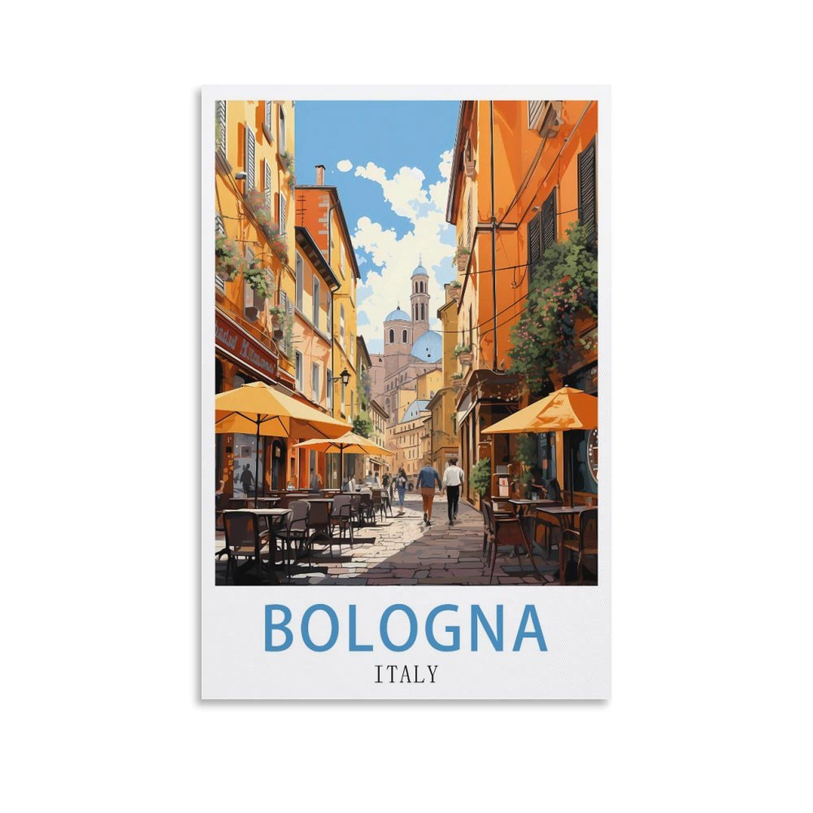 Lnuyitr Unframe-Style Italy Bologna Vintage Travel Poster 08X12inch(20X30cm) Canvas Art Posters And Wall Art Picture Prints Modern Home Bedroom Decor Posters