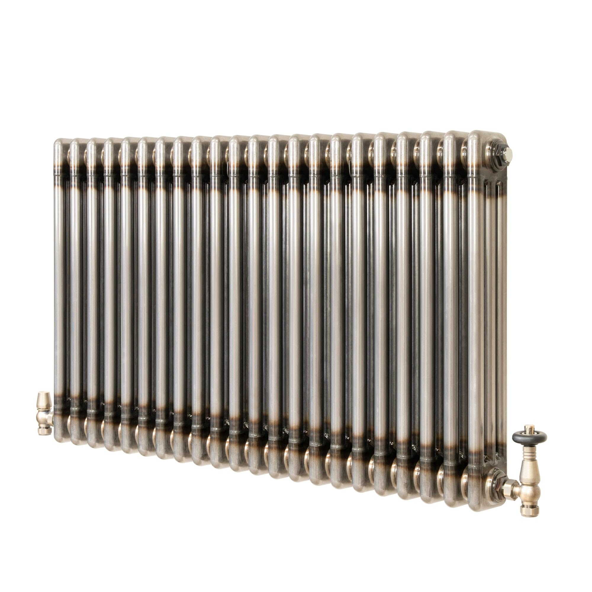 B&Q -  Traditional 3 Column Radiator With Valves600 X 1010mmRaw Metal