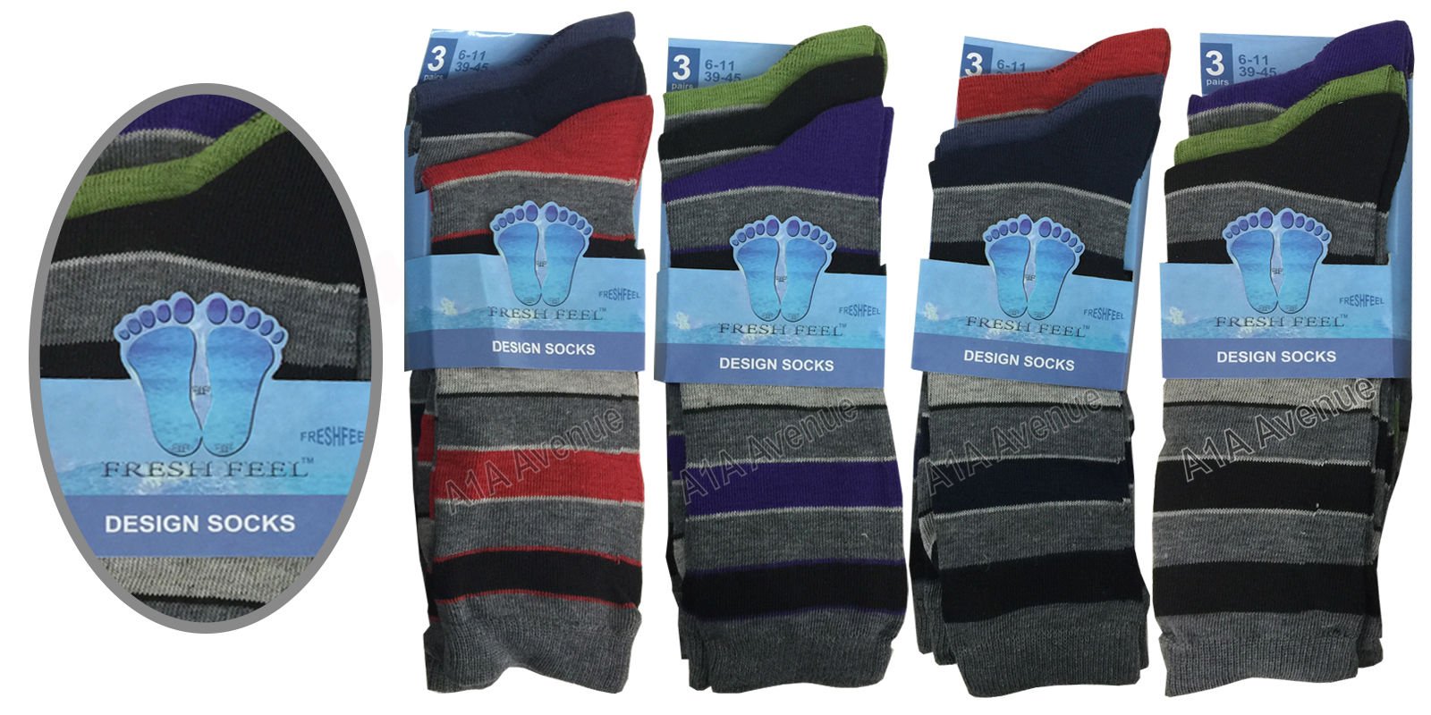 A1A AVENUEA1A AVENUE 6 Pairs Designer Mens Socks Cotton Rich Lycra Formal Suit Socks UK 6-11 (EUR 39-45) (M10540)
