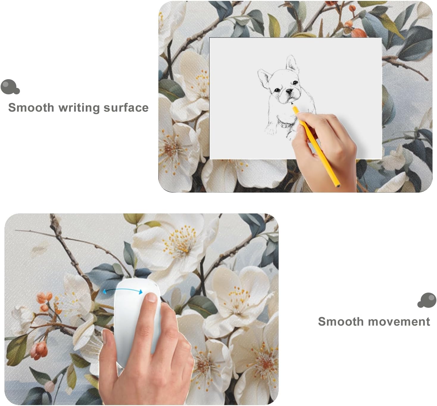 Large Floristry Mouse Pad 35.5 x 16 Inch with Anti-Fray Stitching, Non-Slip Rubber Base, Ideal for Gaming & Office Use