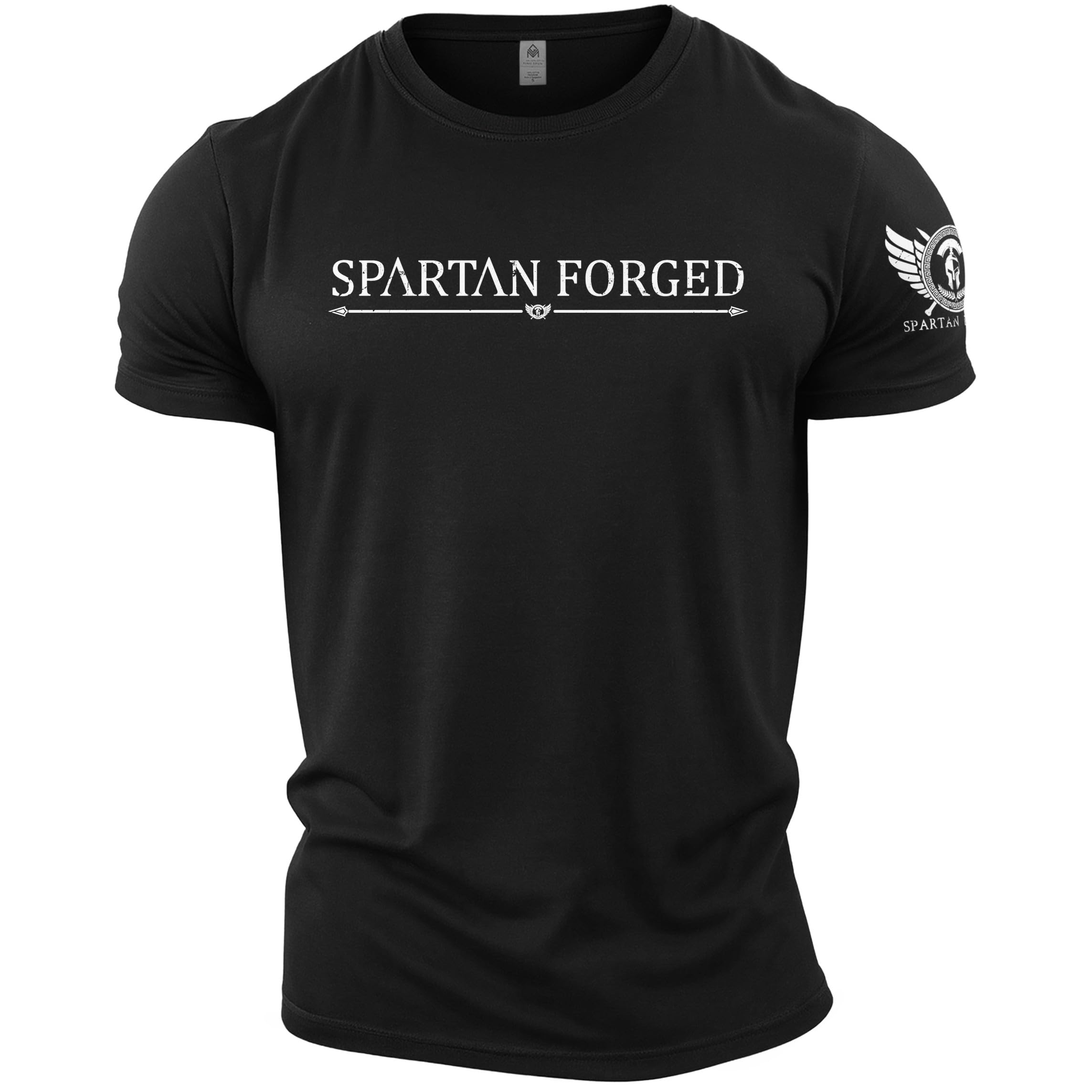 GYMTIER Spartan Forged - Gym T-Shirt for Men Bodybuilding Weighlifting Strongman Training Top Active Wear Spartan Forged