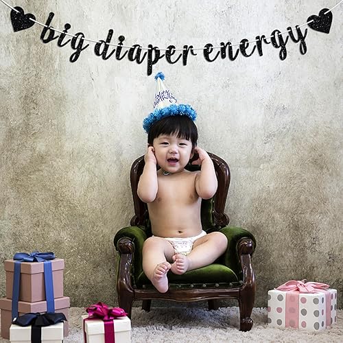 Miniatura 5 de Cartel de energía de gran pañal, letrero de bienvenida de cumpleaños para niños, feliz cumpleañosbaby shower, suministros de decoración para niños y