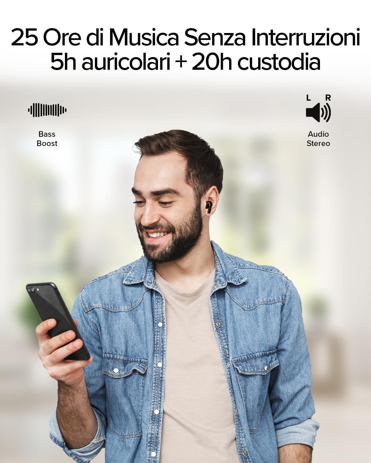 SBS Air Kab Max TWS Cuffie Auricolari In-Ear True Wireless Stereo | Custodia con Ricarica Wireless, Hall Switch, Dual Leader, Comandi Touch, per Smartphone, Tablet, Laptop, Autonomia 5h, Nero