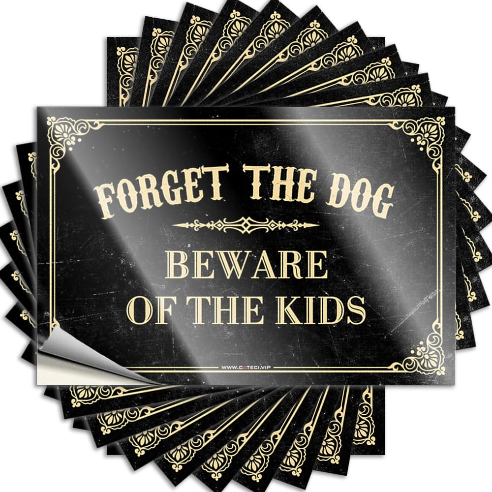 Decorations for Room Laptop Saying | Forget The Dog Beware of The Kids Sweet Durable Vinyl Sticker Easy Apply for Gamers(12X18CM)
