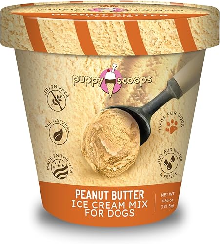 Mezcla para helado, para perros Mantequilla de maní. Añada agua y congélelo en casa.