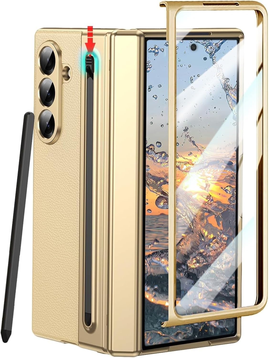 Hybird Shockproof Back Cover Case for Samsung Galaxy Z Fold 8 5G | Hing | S Pen Holder | Leather Hard Back Cover Case for Samsung Galaxy Z Fold8 5G (White, Samsung Galaxy Z Fold 8) — Amazon image 12