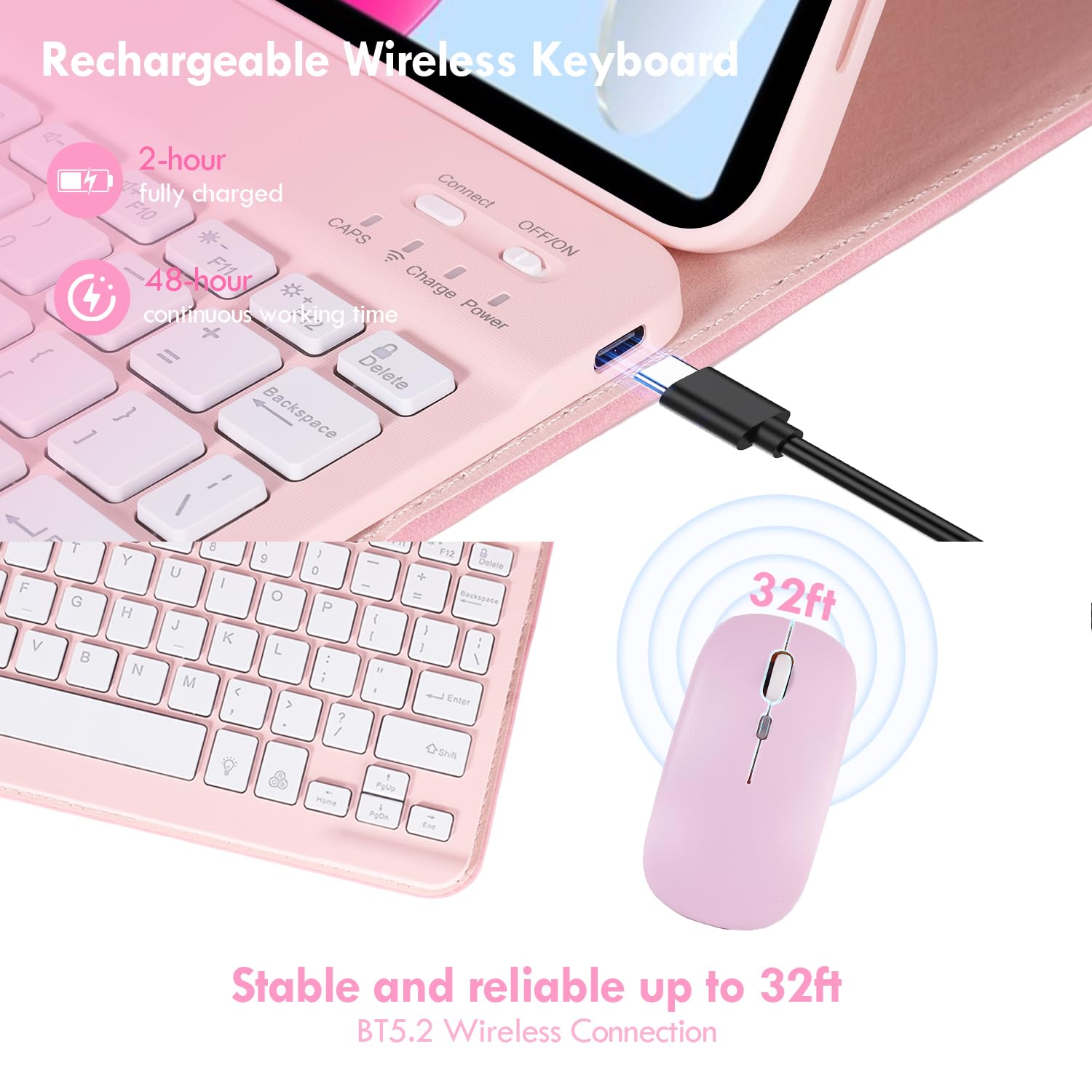 iPad 第11世代(A16,2025)/第10世代対応キーボードケース　ピンク Amazon.co.jp: iPad 第11世代(A16、2025)/第10世代用ケースキーボード