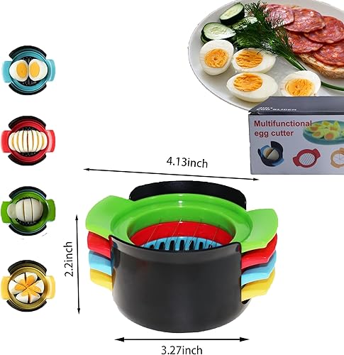 Miniatura 3 de Cortador de huevos 4 en 1 para huevos duros, plátano, aguacate y fresa, utensilio de cocina multifunción de acero inoxidable, cortador de fresas,