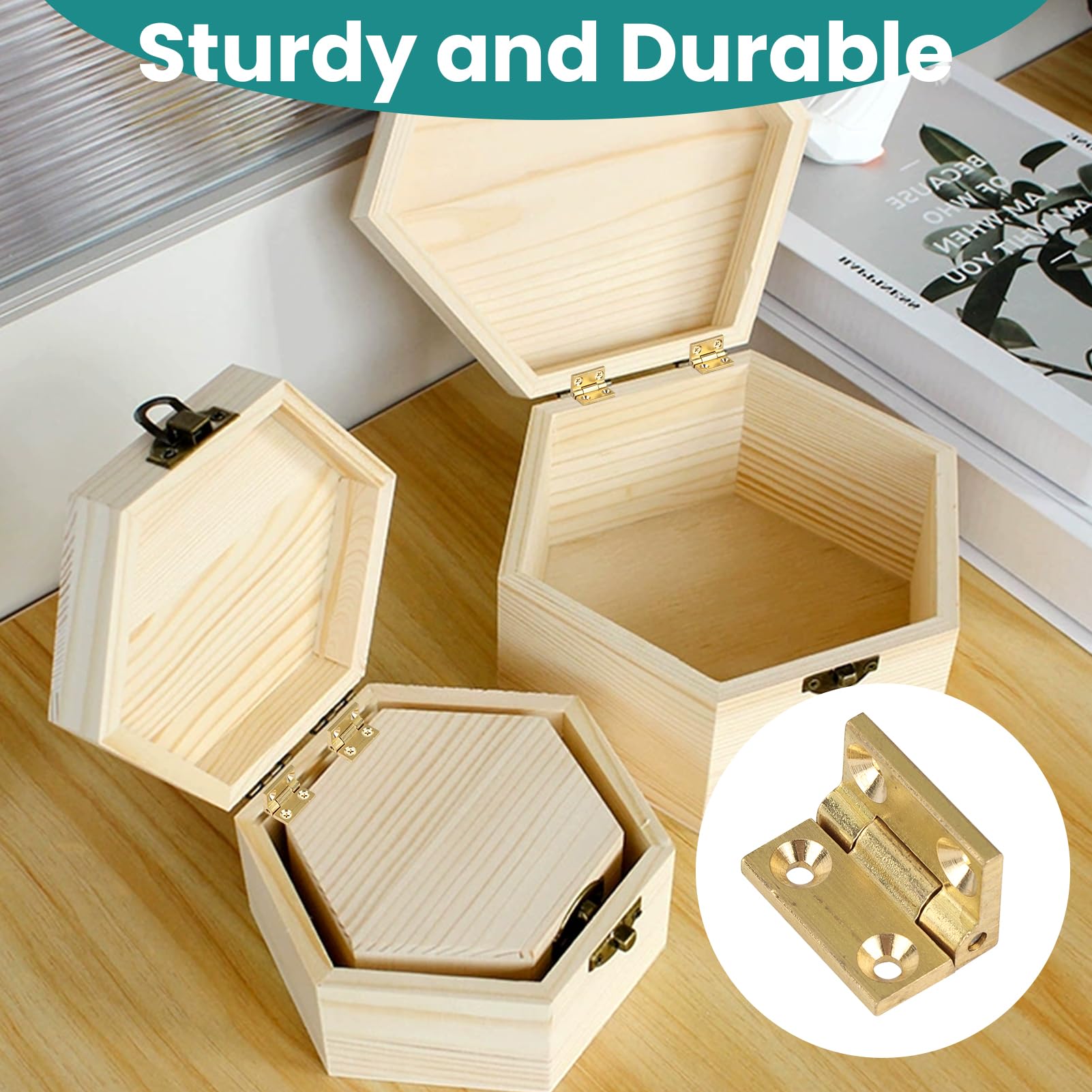 Mini Brass Hinges - Durable Crafting Hinges -5 Mini Brass Hinges - Durable Crafting Hinges -5