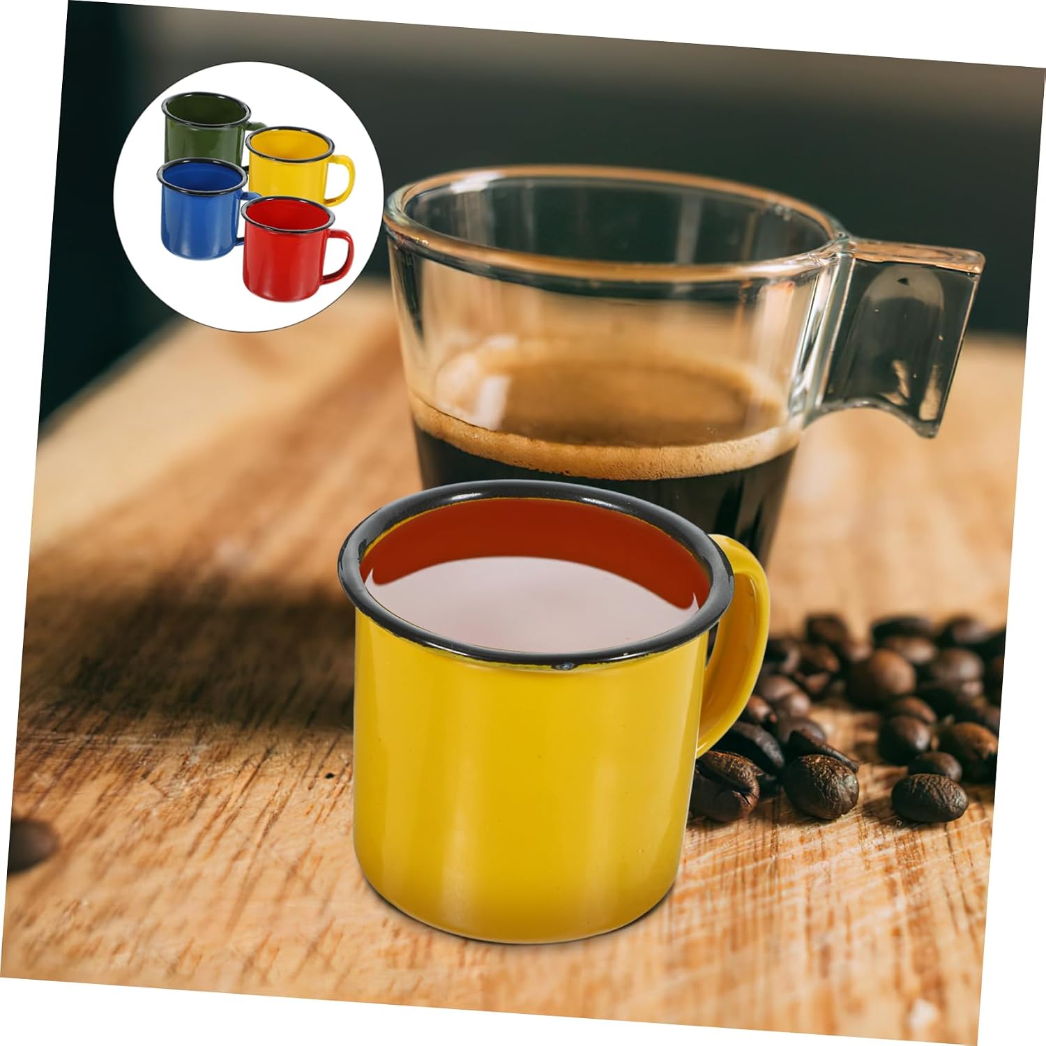 Cabilock 4pcs Colored Enamel Mug Aluminum Cups China Mugs Enamel Water Cup Tin Mugs for Camping Espresso Grounds Coffee Kids Water Cup Party Juice Mug Retro Milk Cup Hot Pot Outdoor Travel