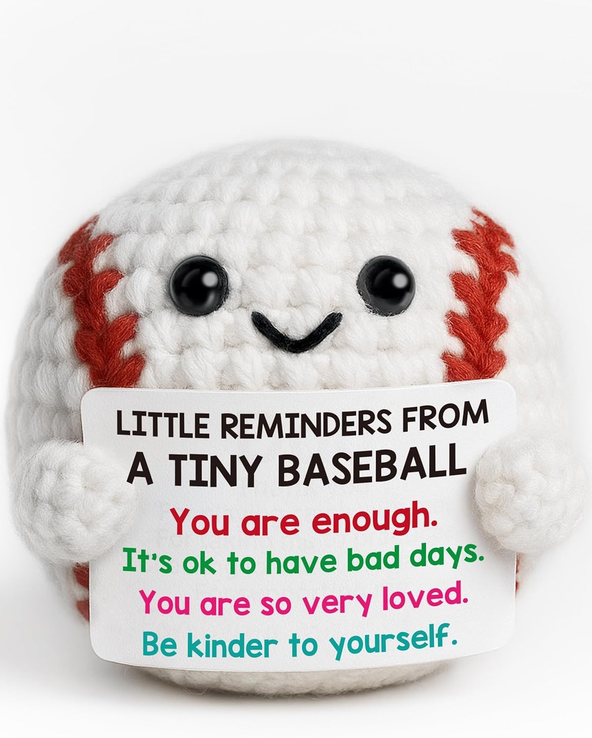 Christmas Positive Crochet Baseball Gift Handmade Baseball Gifts for Men Women Son Daughter Emotional Inspiring Support Present for Teammate Coach Boyfriend Brother Get Well Soon (a tiny baseball) — image 1