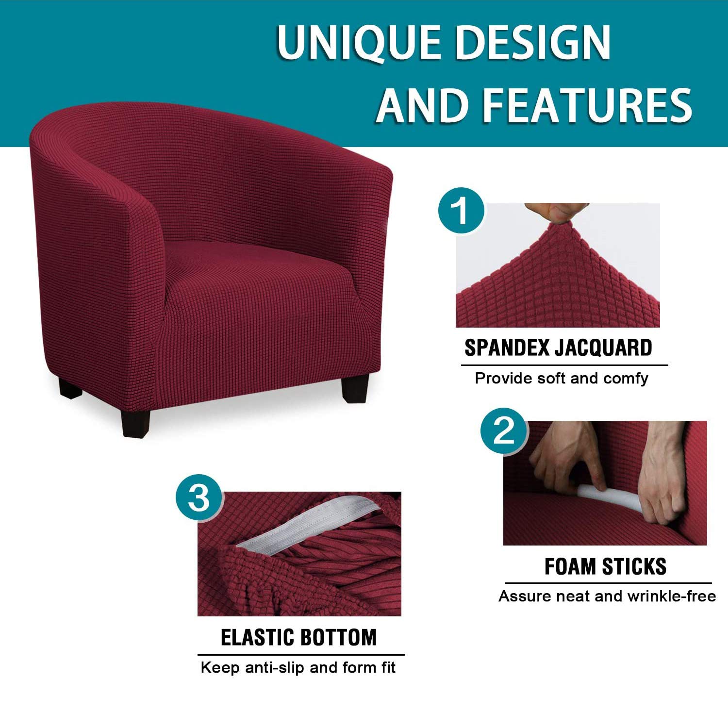 WJHDWYD Stretch-Sesselbezug 1-Sitzer - Jacquard Bezug Waschbar Für Chesterfield Sessel