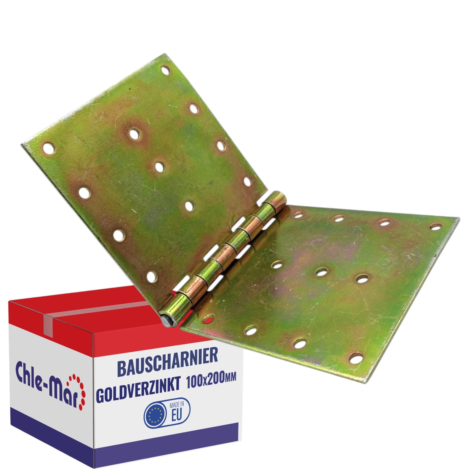 Chle-Mar - 10 cerniere zincate per mobili e porte in legno, 100 x 200 mm, resistenti alle intemperie e durevoli per interni ed esterni