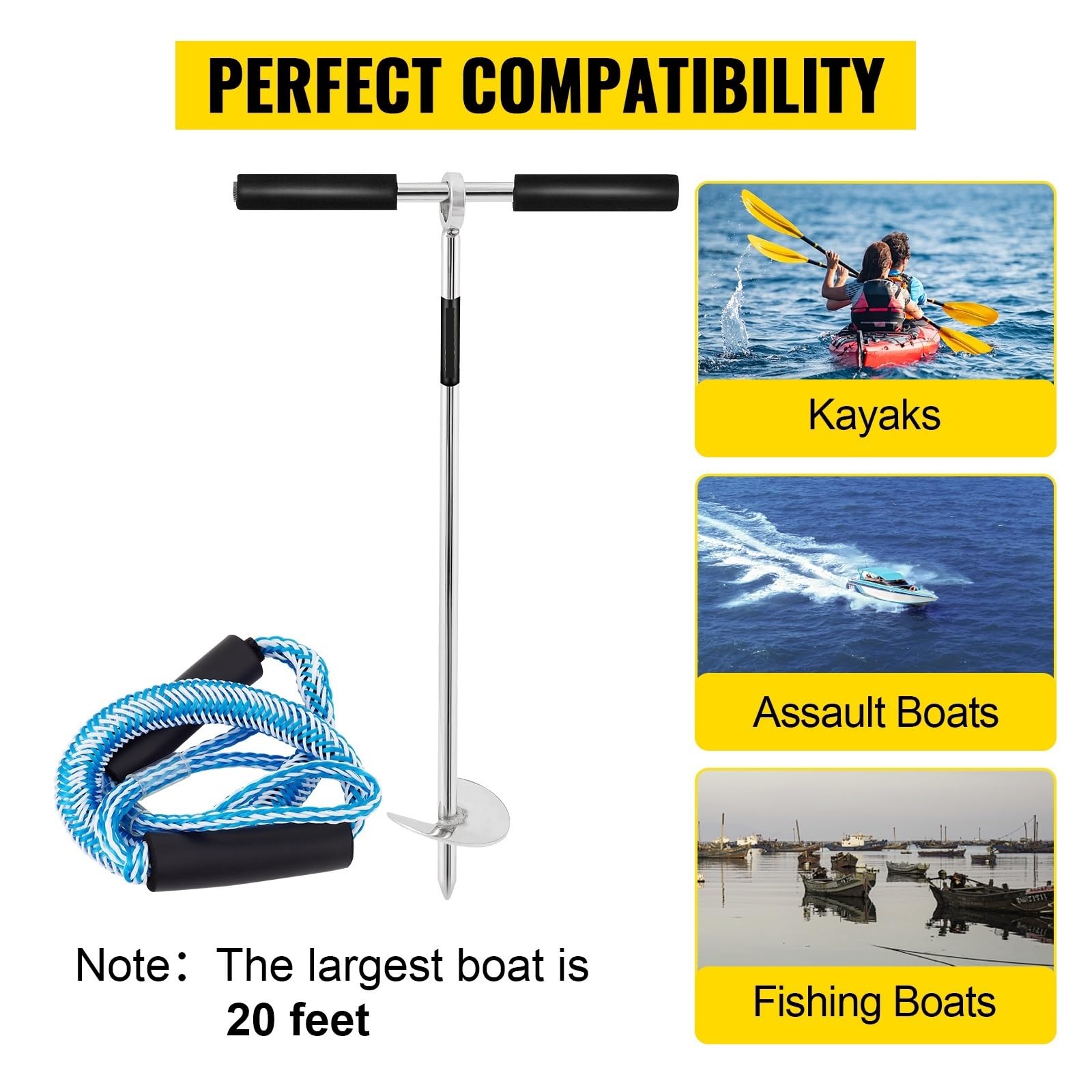 Kotwica do piasku o długości 18 "/36" ślimak do plaży i Sandbar 316 kotwica ze stali nierdzewnej do skutera wodnego PWC kajak pontonowy(18 inch)