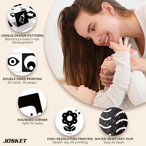 Miniatura 5 de Tarjetas de bebé de alto contraste para recién nacidos, estimulación visual en blanco y negro, tarjetas de aprendizaje para bebés, regalo de 0 a 3