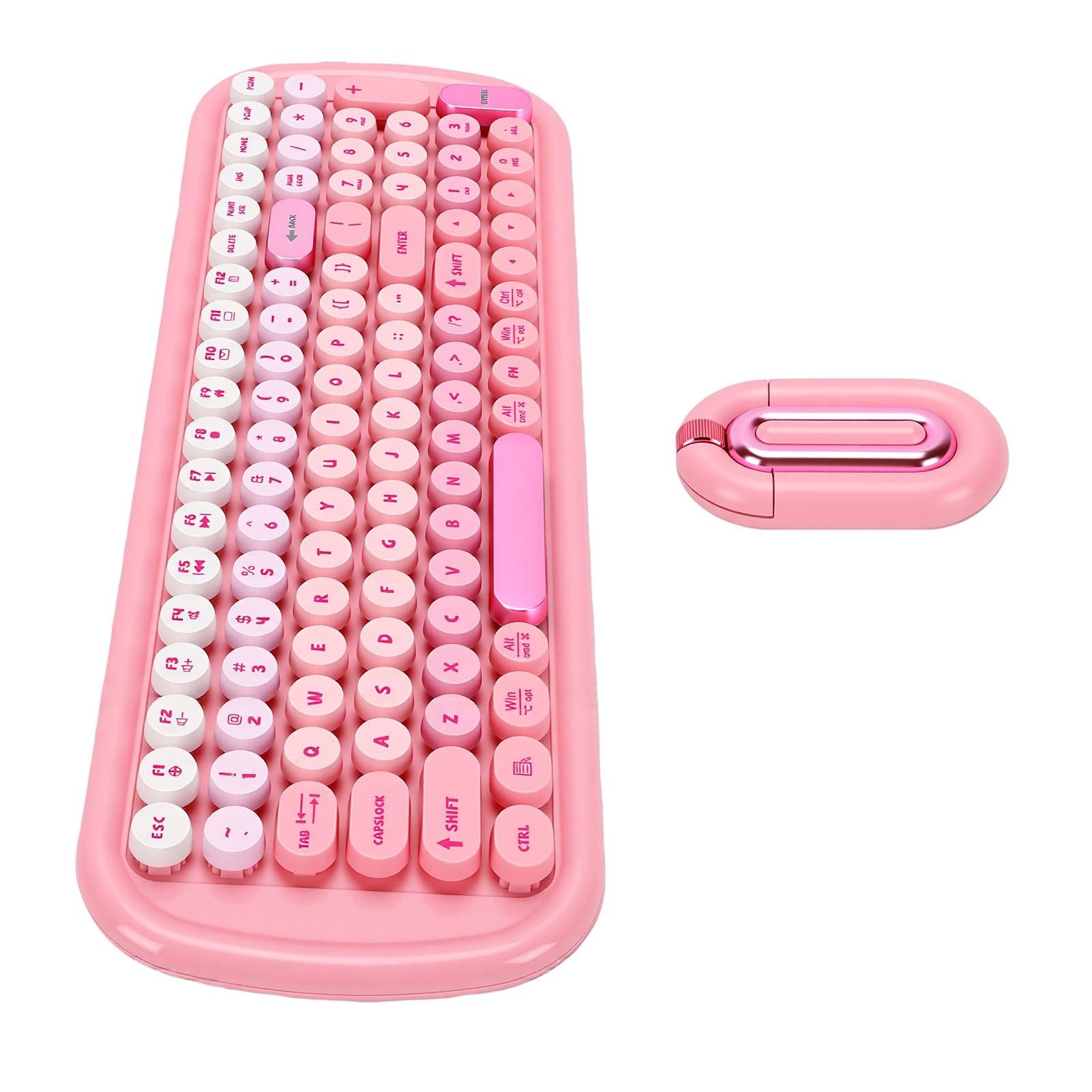 Sorandy Combo de Teclado y Mouse Inalámbricos, Teclas Redondas para (Pink)
