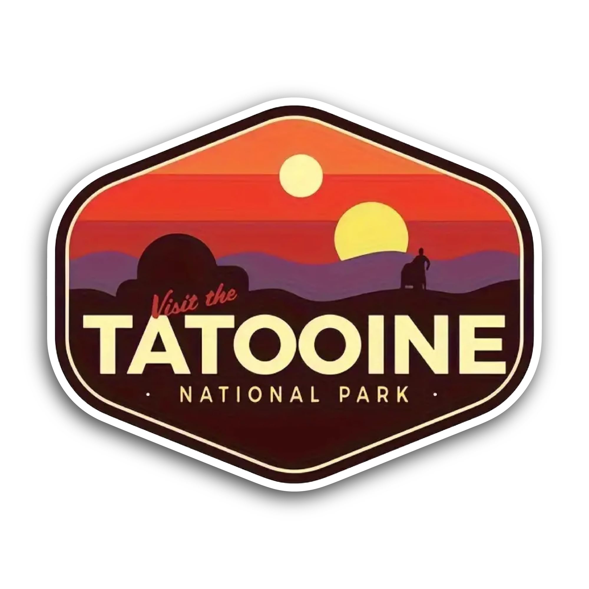 2 (Pieces) 3" and 5" Tatooine National Park Sticker, Waterproof Vinyl Decals for Many Purpose Like Cars, Trucks, Laptops, Phones, Windows and More