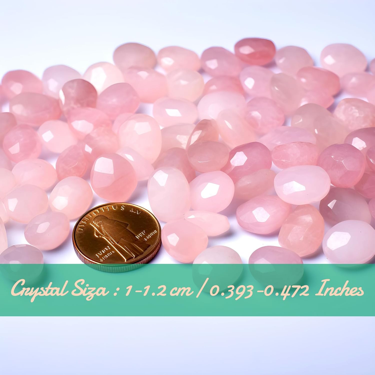 Polished Rose Quartz Crystal Set, 0.4", 128 Pcs - Handpicked Tumbled Stones and Crystals Bulk for Healing, Reiki, Meditation, Witchcraft and Home Decor - Image 2