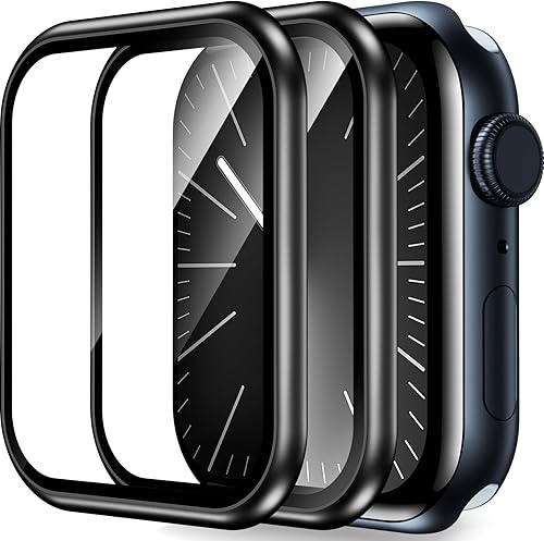 BAZO Paquete de 2 protectores de pantalla para Apple Watch de 1.772 pulgadas Series 987, cobertura completa con borde de vidrio templado doble